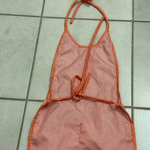 Vintage Kids orange plaid apron size 4-5 - Picture 5 of 7